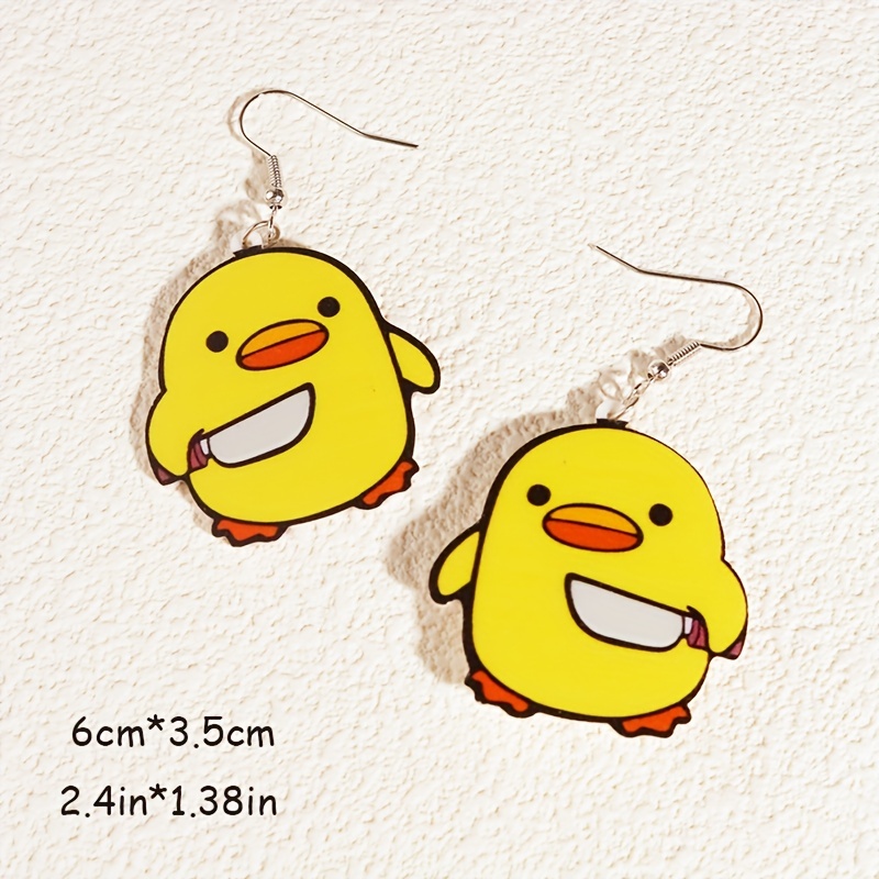 Quack Duck Chick Frog Earrings Acrylic Animal Jewelry